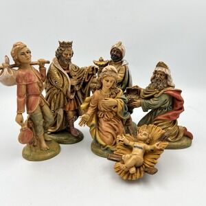 Vintage Lot 6 Incomplete Nativity Polymer Resin Figures Made in Italy Baby Jesus